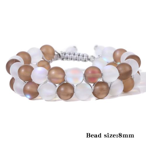 Bracelet Tressé À Double Couche Pour Hommes Et Femmes, Bracelet En Cristal Fait Main, Pierre De Lune, Perles De Verre Sirène, Cadeau De Bijoux De Fête