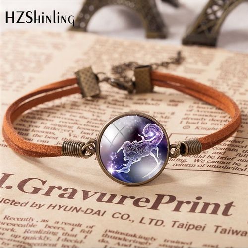 Bracelet En Cuir Du Zodiaque 2020, Nouvelle Collection, 12 Modèles De Galaxie, Horoscope, Verseau, Poissons, Scorpion, Bijoux Cadeaux