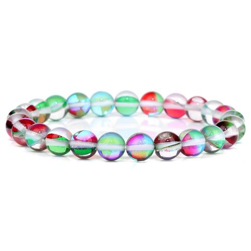 Bracelet En Pierre De Lune Et Cristal Pour Hommes Et Femmes, Bijoux Faits À La Main, Brillants, 8mm