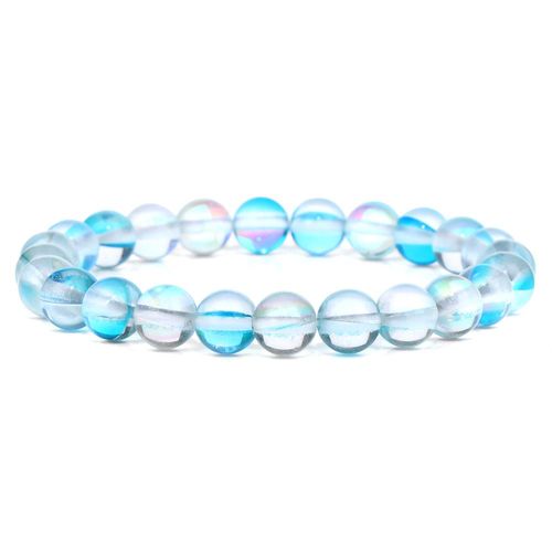 Bracelet En Pierre De Lune Et Cristal Pour Hommes Et Femmes, Bijoux Faits À La Main, Brillants, 8mm