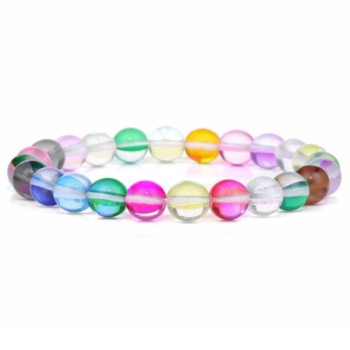 Bracelet En Pierre De Lune Et Cristal Pour Hommes Et Femmes, Bijoux Faits À La Main, Brillants, 8mm