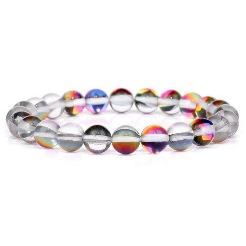 Bracelet En Pierre De Lune Et Cristal Pour Hommes Et Femmes, Bijoux Faits À La Main, Brillants, 8mm