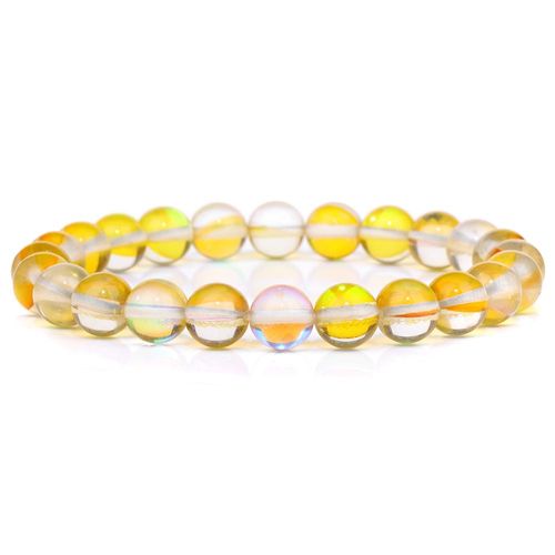 Bracelet En Pierre De Lune Et Cristal Pour Hommes Et Femmes, Bijoux Faits À La Main, Brillants, 8mm