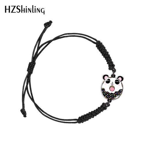 Bracelet Tressé En Acrylique Pour Femmes, Animal, Panda, Hamster, Donut, Corde Ajustable, Chaîne En Résine Acrylique Époxy, Bijoux À La Mode