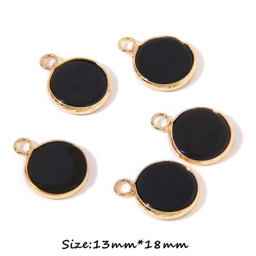 Breloques Rondes En Pierre De Cristal Naturel, Agates, Charbon, Or, Bord De Document, Collier À Lettre, Bijoux, Accessoires De Direction, 1 Pièce, 2 Pièces, 3 Pièces
