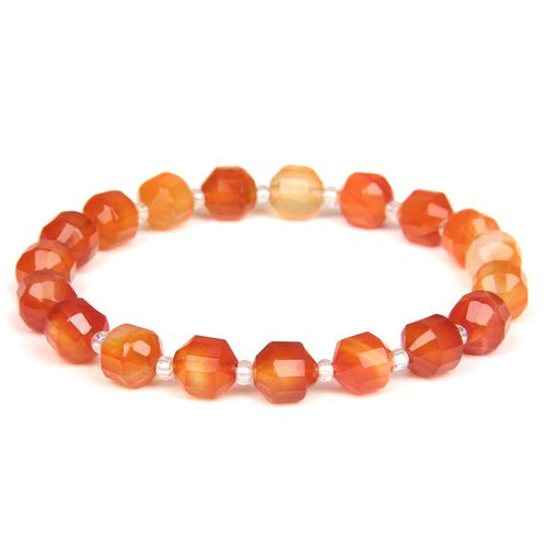 Bracelets En Pierre Naturelle À Facettes, Perles D'espacement, Fraise, Quartz, Aigue-Marine, Pour Femmes Et Hommes, Chaîne Élastique, Bijoux