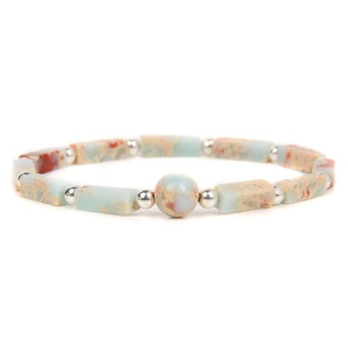 Bracelets À Breloques En Améthyste Naturelle Pour Femmes, Perles De Couleur Argent, Rectangulaires, Bijoux De Prière Et De Méditation, Extensibles