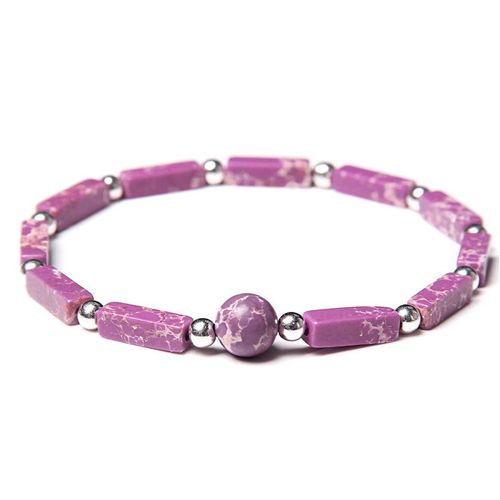 Bracelets À Breloques En Améthyste Naturelle Pour Femmes, Perles De Couleur Argent, Rectangulaires, Bijoux De Prière Et De Méditation, Extensibles