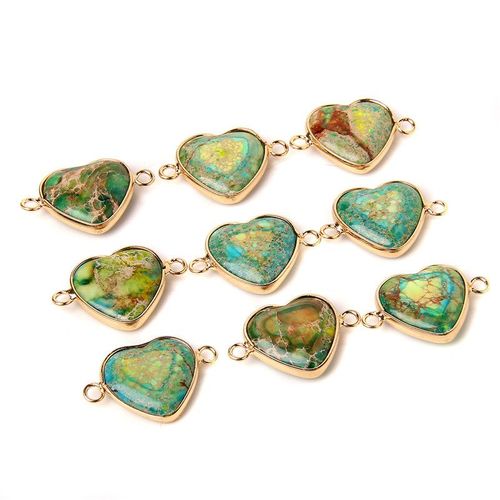 Pendentifs En Forme De C¿Ur En Quartz Rose, Perles En Pierre Naturelle, Breloques À 2 Connecteurs Pour La Fabrication De Bijoux, Vente En Gros, 1 À 5, Pièces/Ensemble