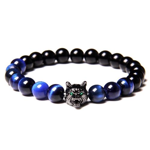 Bracelet À Breloques De Loup Pour Hommes, Ensemble De Bijoux En Pierre Naturelle, ¿Il De Tigre Perlé, Hématite, Punk, Cool, À La Mode