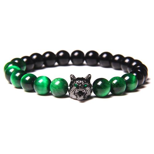 Bracelet À Breloques De Loup Pour Hommes, Ensemble De Bijoux En Pierre Naturelle, ¿Il De Tigre Perlé, Hématite, Punk, Cool, À La Mode