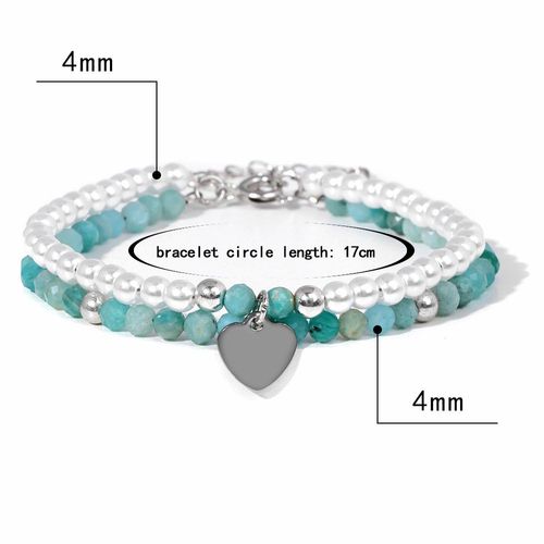 Bracelets En Pierre Naturelle Double Couche, Petites Perles Blanches, Pendentif C¿Ur, Élégants, Simples, Pour Femmes