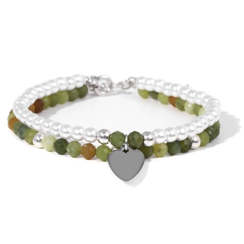 Bracelets En Pierre Naturelle Double Couche, Petites Perles Blanches, Pendentif C¿Ur, Élégants, Simples, Pour Femmes