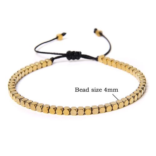 Bracelets Tressés De Couleur Arc-En-Ciel Pour Hommes 4mm, Bracelet De Perles Cubiques À Facettes Pour Femmes, Plaqué Hématite Noire, Bijoux Pour Fête