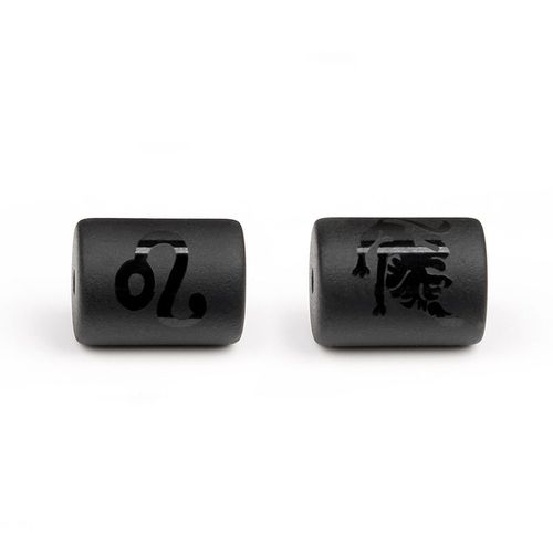12 Breloques Du Zodiaque Constellation, Onyx Noir, Symbole Du Zodiaque, Cylindre, Perles Amples Pour Bricolage, Fabrication De Bijoux, Bracelets, Accessoires
