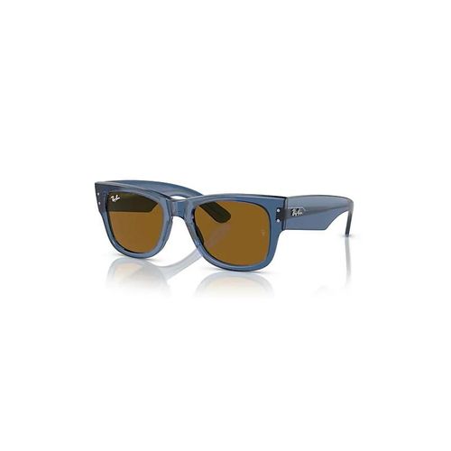 Ray-Ban Mega Wayfarer Bio-Based Lunettes De Soleil Monture Transparent Bleu Verres Brun 51-21