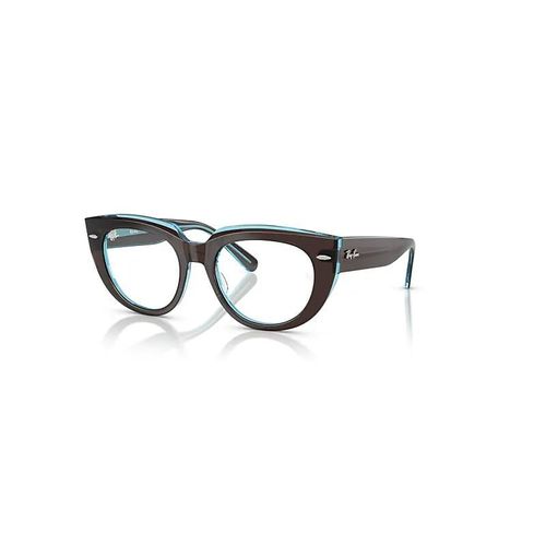 Ray-Ban Doreen Optics Monture Marron Sur Bleu Transparent Verres Incolore Polarisé 48-19
