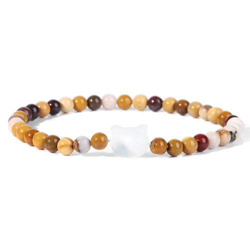 Bracelets À Breloques En Coquillage De Chat Pour Femme, Pierre Naturelle, Petits Bracelets Perlés, Ystes De L'atterrissage Mignons, Quartz Animal, Joli Cadeau
