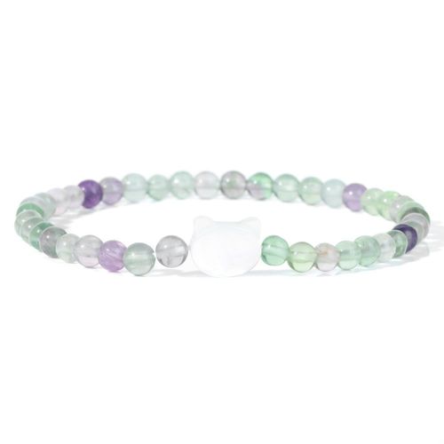 Bracelets À Breloques En Coquillage De Chat Pour Femme, Pierre Naturelle, Petits Bracelets Perlés, Ystes De L'atterrissage Mignons, Quartz Animal, Joli Cadeau