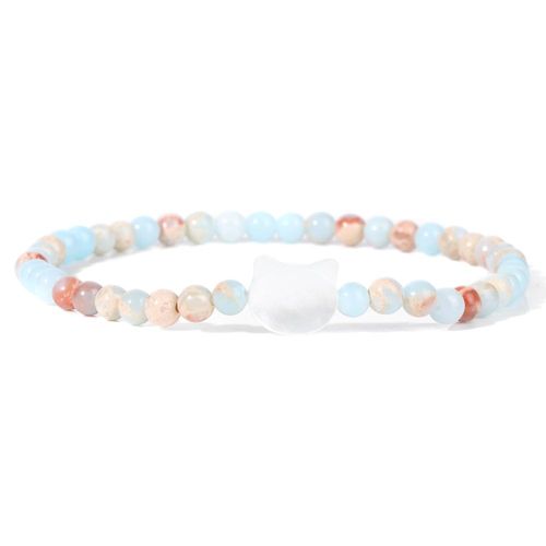 Bracelets À Breloques En Coquillage De Chat Pour Femme, Pierre Naturelle, Petits Bracelets Perlés, Ystes De L'atterrissage Mignons, Quartz Animal, Joli Cadeau