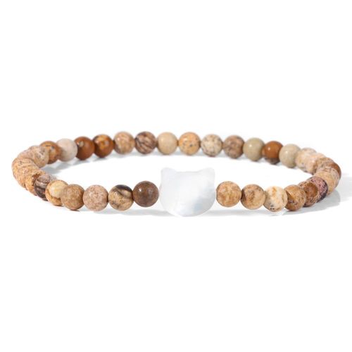 Bracelets À Breloques En Coquillage De Chat Pour Femme, Pierre Naturelle, Petits Bracelets Perlés, Ystes De L'atterrissage Mignons, Quartz Animal, Joli Cadeau