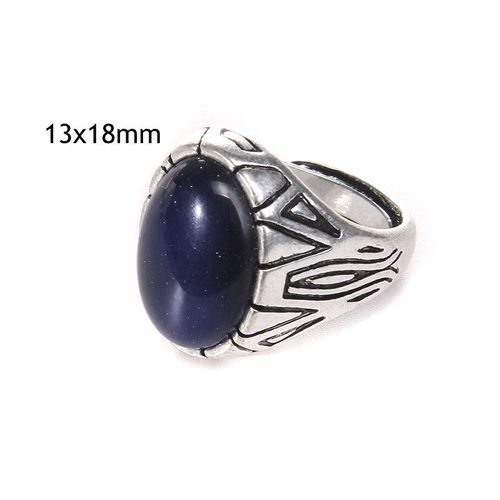 Bague Vintage En Pierre Naturelle D'aventurine, Grand Cabochon Ouvert, Ajustable, Bijoux Pour Homme Et Femme
