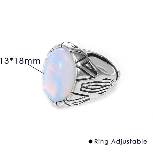 Bague Vintage En Pierre Naturelle D'aventurine, Grand Cabochon Ouvert, Ajustable, Bijoux Pour Homme Et Femme