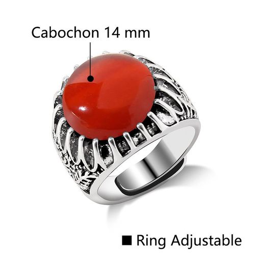 Bague Vintage En Pierre Naturelle D'aventurine, Grand Cabochon Ouvert, Ajustable, Bijoux Pour Homme Et Femme