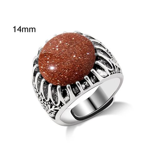Bague Vintage En Pierre Naturelle D'aventurine, Grand Cabochon Ouvert, Ajustable, Bijoux Pour Homme Et Femme