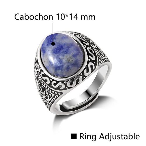 Bague Vintage En Pierre Naturelle D'aventurine, Grand Cabochon Ouvert, Ajustable, Bijoux Pour Homme Et Femme