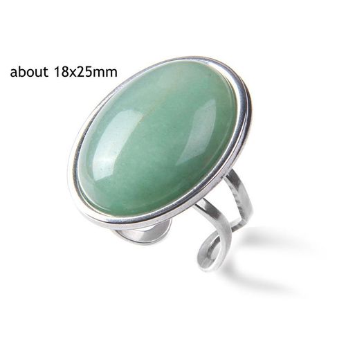 Bague Vintage En Pierre Naturelle D'aventurine, Grand Cabochon Ouvert, Ajustable, Bijoux Pour Homme Et Femme