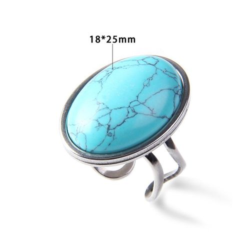 Bague Vintage En Pierre Naturelle D'aventurine, Grand Cabochon Ouvert, Ajustable, Bijoux Pour Homme Et Femme