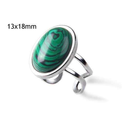 Bague Vintage En Pierre Naturelle D'aventurine, Grand Cabochon Ouvert, Ajustable, Bijoux Pour Homme Et Femme