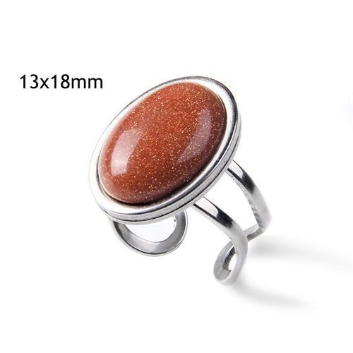 Bague Vintage En Pierre Naturelle D'aventurine, Grand Cabochon Ouvert, Ajustable, Bijoux Pour Homme Et Femme