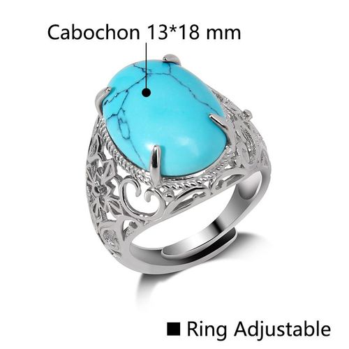 Bague Vintage En Pierre Naturelle D'aventurine, Grand Cabochon Ouvert, Ajustable, Bijoux Pour Homme Et Femme