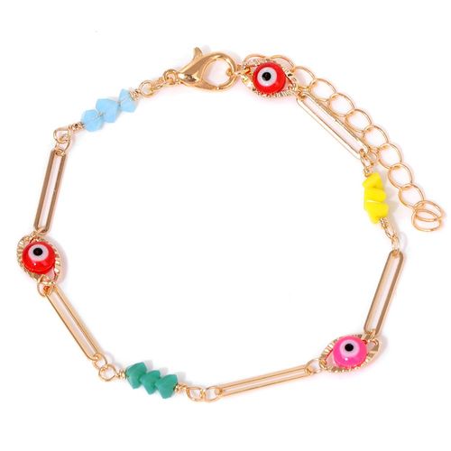 Bracelets Colorés En Acier Inoxydable Pour Femmes Et Hommes, Couleur Or, Chaîne À Maillons, Bijoux Cadeaux, Perles De Verre Maléfique, Nouvelle Collection