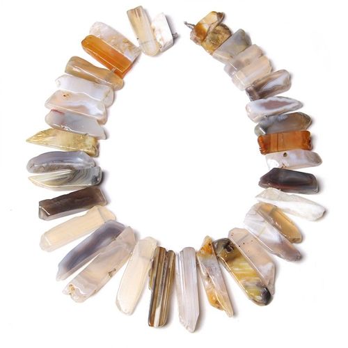 Perle De Quartz Natura Alanding Yists Point, Anciers Percé, Tranche De Dalle, Pierre Rugueuse, Perles Pour Bricolage, Collier De Bijoux Exécutifs, 5-8*20-48mm, 15.5 Po