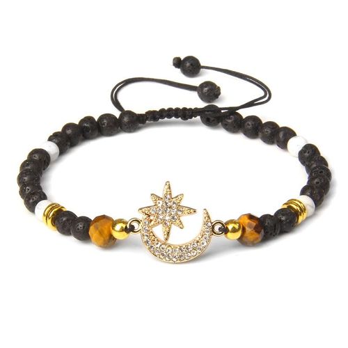 Bracelet À Breloques Étoile Lune Pour Femmes, Bijoux Luxueux, Perles En Pierre Naturelle, Strass, Cadeau De Fête Simple, Tendance