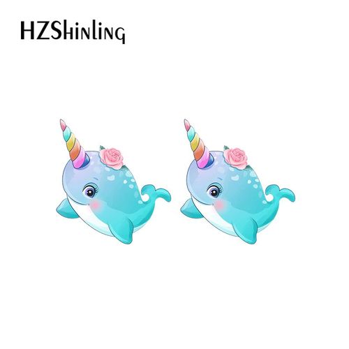 Boucles D'oreilles Chubby Cartoon Pour Femme, Doldave, Baleine, Octopus, Hippocampe, Clous D'oreilles En Acrylique, Résine, Bijoux D'élection, Bleu Océan