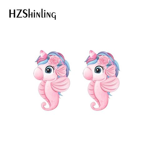 Boucles D'oreilles Chubby Cartoon Pour Femme, Doldave, Baleine, Octopus, Hippocampe, Clous D'oreilles En Acrylique, Résine, Bijoux D'élection, Bleu Océan