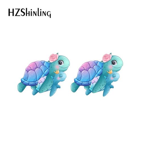 Boucles D'oreilles Chubby Cartoon Pour Femme, Doldave, Baleine, Octopus, Hippocampe, Clous D'oreilles En Acrylique, Résine, Bijoux D'élection, Bleu Océan