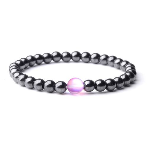 Bracelets En Hématite Naturelle Pour Hommes Et Femmes, Perles Rondes En Pierre De Lune Flash Arc-En-Ciel Mat, Bijoux Cadeau À La Mode, 6mm, 2023