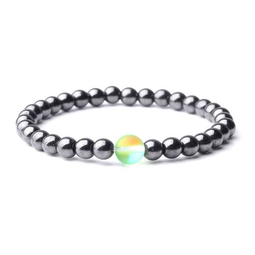 Bracelets En Hématite Naturelle Pour Hommes Et Femmes, Perles Rondes En Pierre De Lune Flash Arc-En-Ciel Mat, Bijoux Cadeau À La Mode, 6mm, 2023