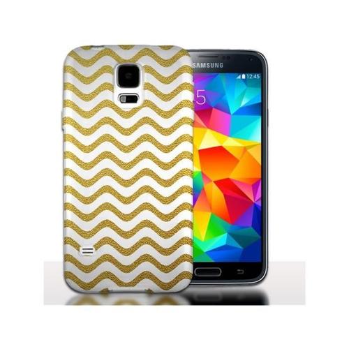 Coque Arriere S5 Or Et Vagues