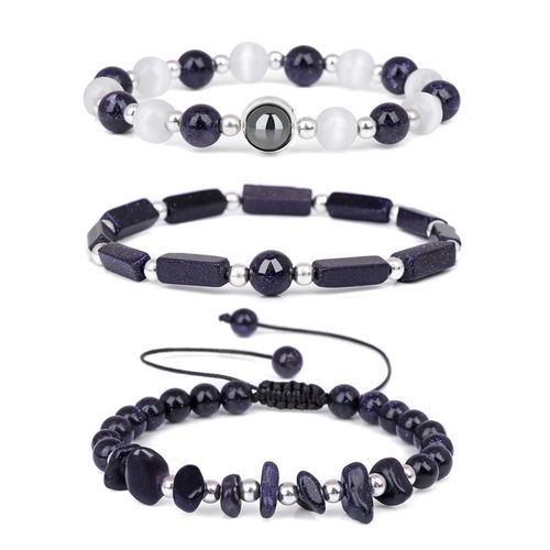 Bracelet En Cristal Naturel Tressé Pour Hommes Et Femmes, Pierre Neutre D'eau Rouge, Breloques Étoile De Soleil, Bracelets De Guérison, Bijoux, 3 Pièces