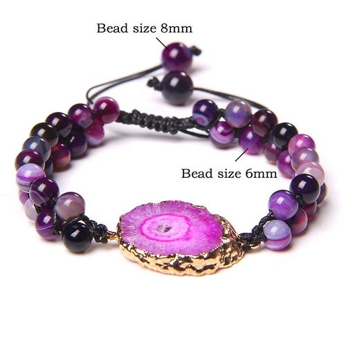 Bracelet Double Couche En Agate À La Mode Pour Femmes, Breloque En Pierre Naturelle, Perles Tressées, Bijoux Cadeau