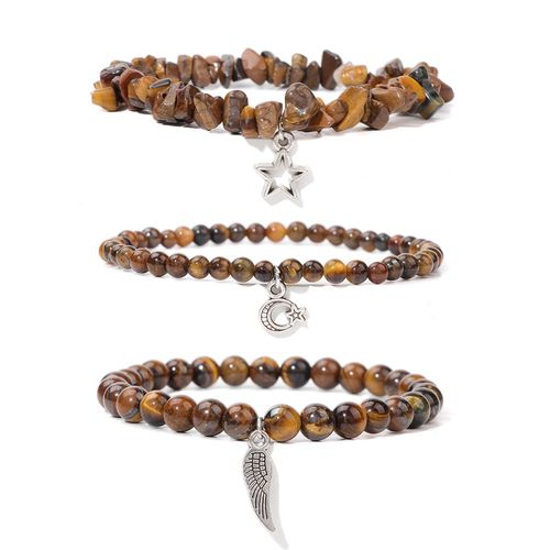 Bracelet En Cristal Naturel Tressé Pour Hommes Et Femmes, Pierre Neutre D'eau Rouge, Breloques Étoile De Soleil, Bracelets De Guérison, Bijoux, 3 Pièces