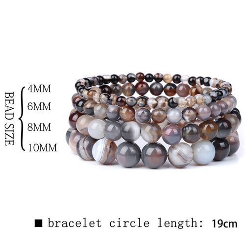 Bracelets En Pierre Naturelle Onyx Agates, Perles Rondes Pour Hommes Et Femmes, Bijoux Fait À La Main, Reiki, Yoga, Guérison, 19cm, 1 Pièce