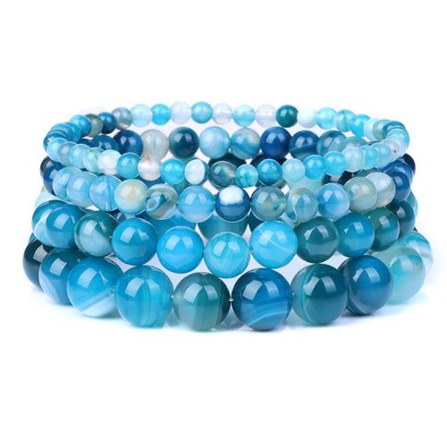 Bracelets En Pierre Naturelle Onyx Agates, Perles Rondes Pour Hommes Et Femmes, Bijoux Fait À La Main, Reiki, Yoga, Guérison, 19cm, 1 Pièce