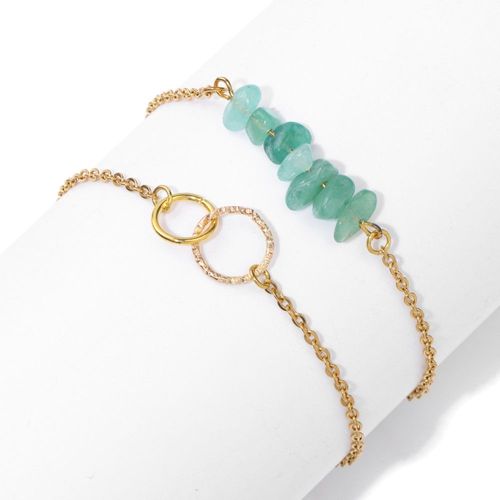 Ensemble De Bracelets À Chaîne En Métal, 2 Pièces/Ensemble, Perles En Pierre Naturelle, Cristal Citrine, Bijoux Pour Femmes, Cadeau De Fête
